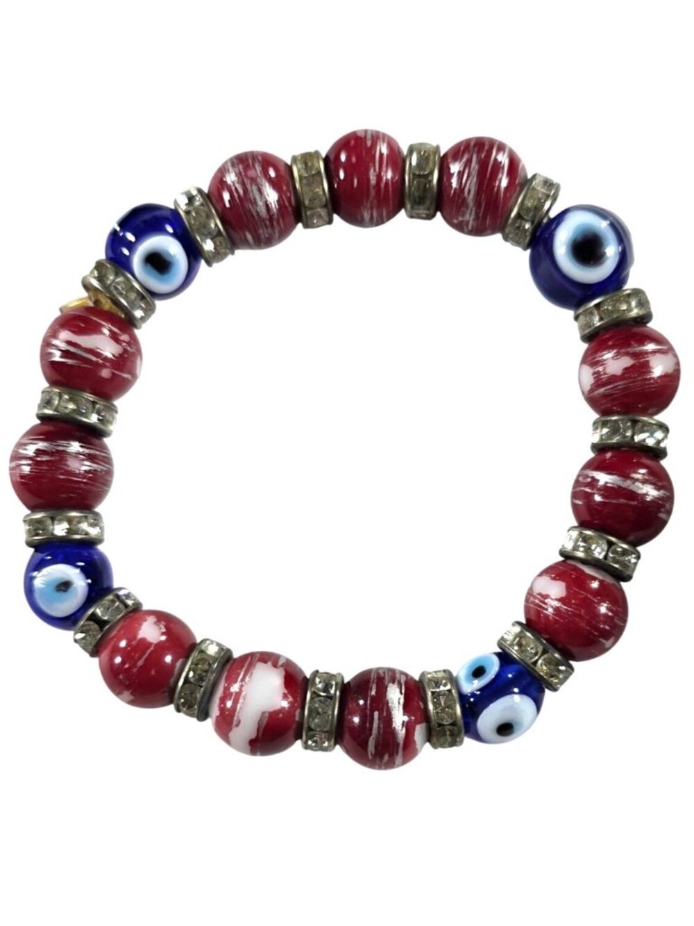 Stretch Evil Eye Bracelet Red Blue Beads Rhinestone Protective Energy Jewelry